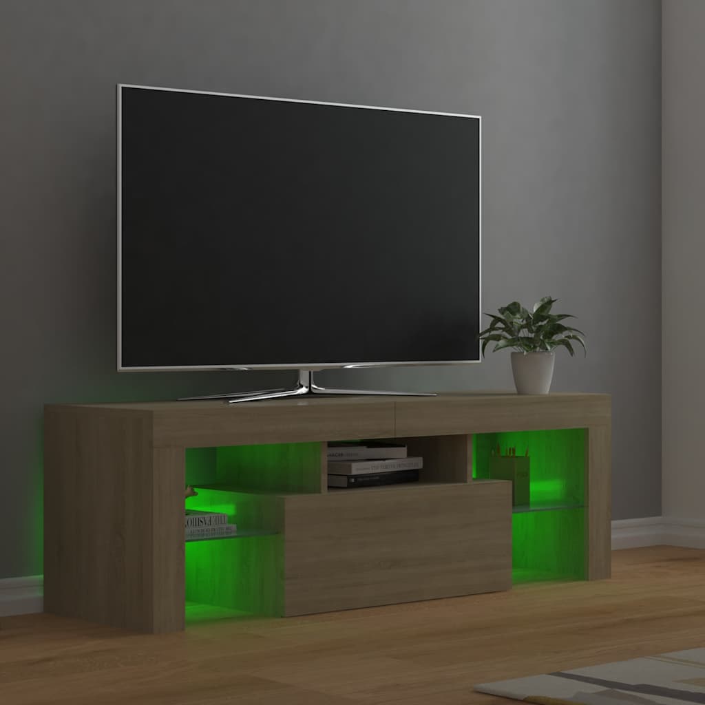 vidaXL Meuble TV avec lumières LED chêne Sonoma 120x35x40 cm