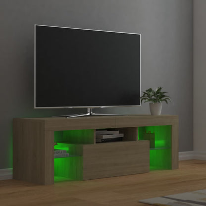 vidaXL Meuble TV avec lumières LED chêne Sonoma 120x35x40 cm