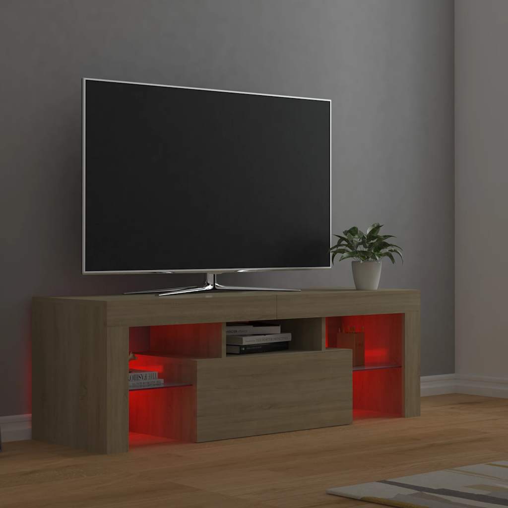 vidaXL Meuble TV avec lumières LED chêne Sonoma 120x35x40 cm