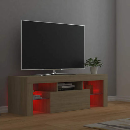 vidaXL Meuble TV avec lumières LED chêne Sonoma 120x35x40 cm