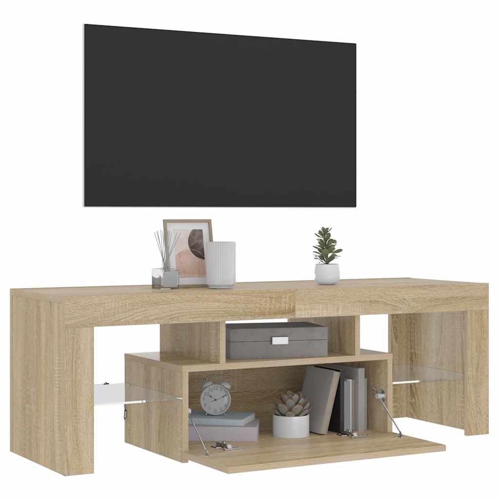 vidaXL Meuble TV avec lumières LED chêne Sonoma 120x35x40 cm