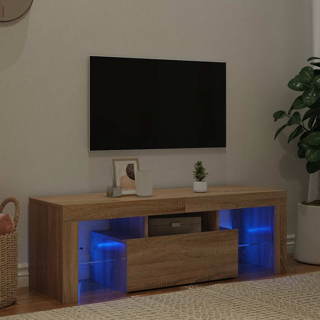 vidaXL Meuble TV avec lumières LED chêne Sonoma 120x35x40 cm