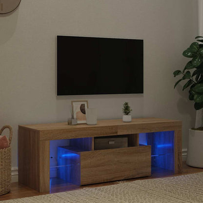 vidaXL Meuble TV avec lumières LED chêne Sonoma 120x35x40 cm