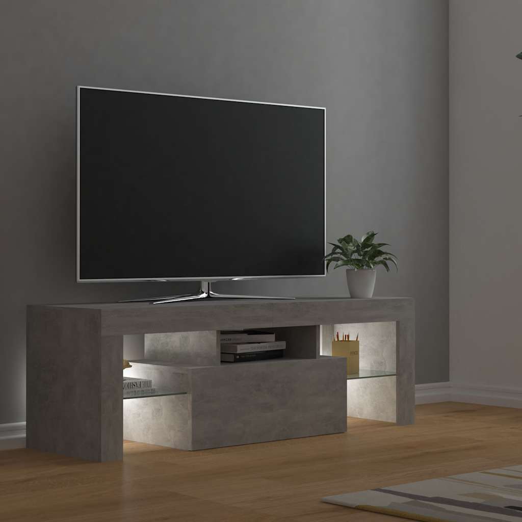 Meuble TV vidaXL avec éclairage LED Gris béton 120x35x40 cm