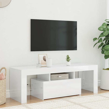 Meuble TV vidaXL avec lumières LED blanc brillant 120x35x40 cm
