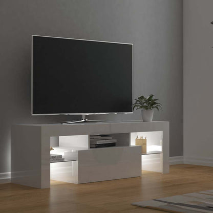 Meuble TV vidaXL avec lumières LED blanc brillant 120x35x40 cm