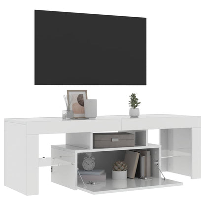 Meuble TV vidaXL avec lumières LED blanc brillant 120x35x40 cm