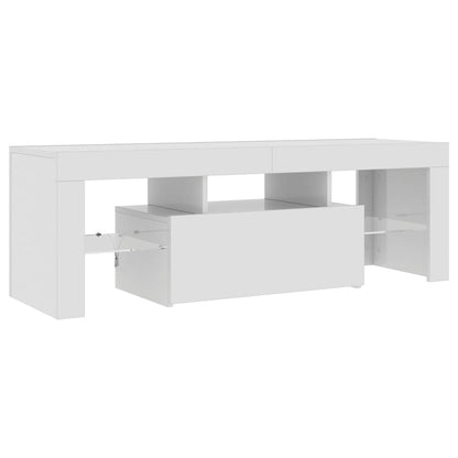Meuble TV vidaXL avec lumières LED blanc brillant 120x35x40 cm