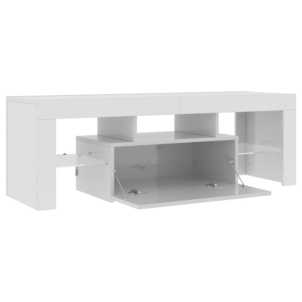 Meuble TV vidaXL avec lumières LED blanc brillant 120x35x40 cm