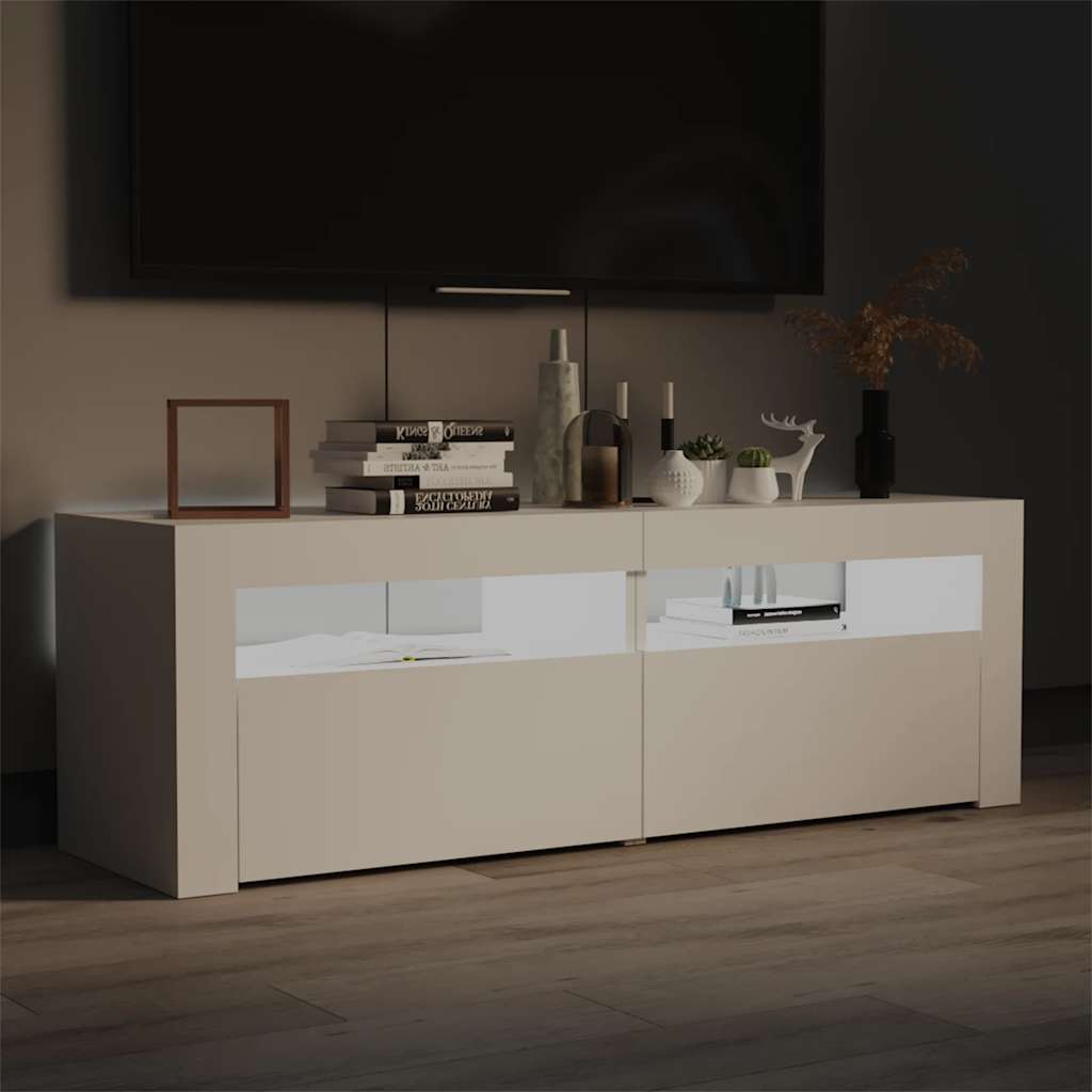 vidaXL TV-Schrank mit LED-Leuchten Weiß 120x35x40 cm