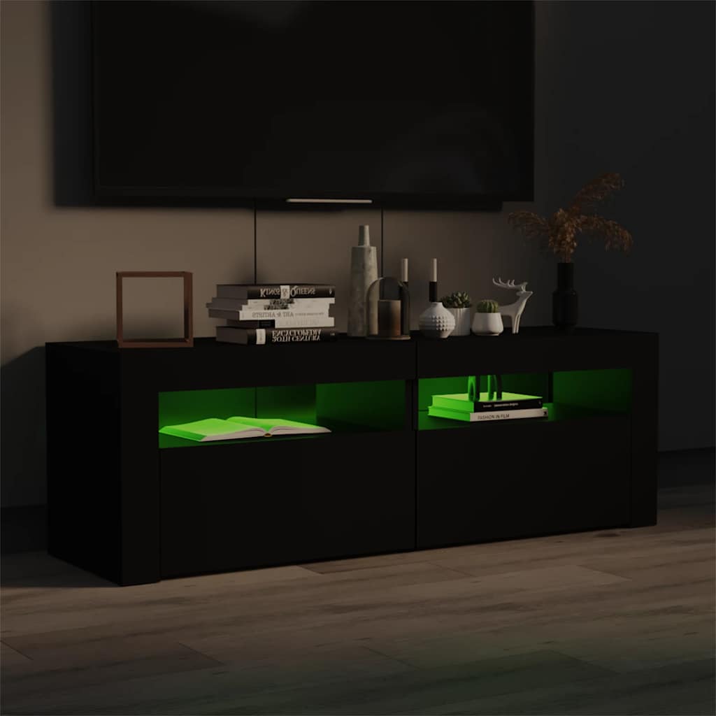 Meuble TV vidaXL avec lumières LED noir 120x35x40 cm