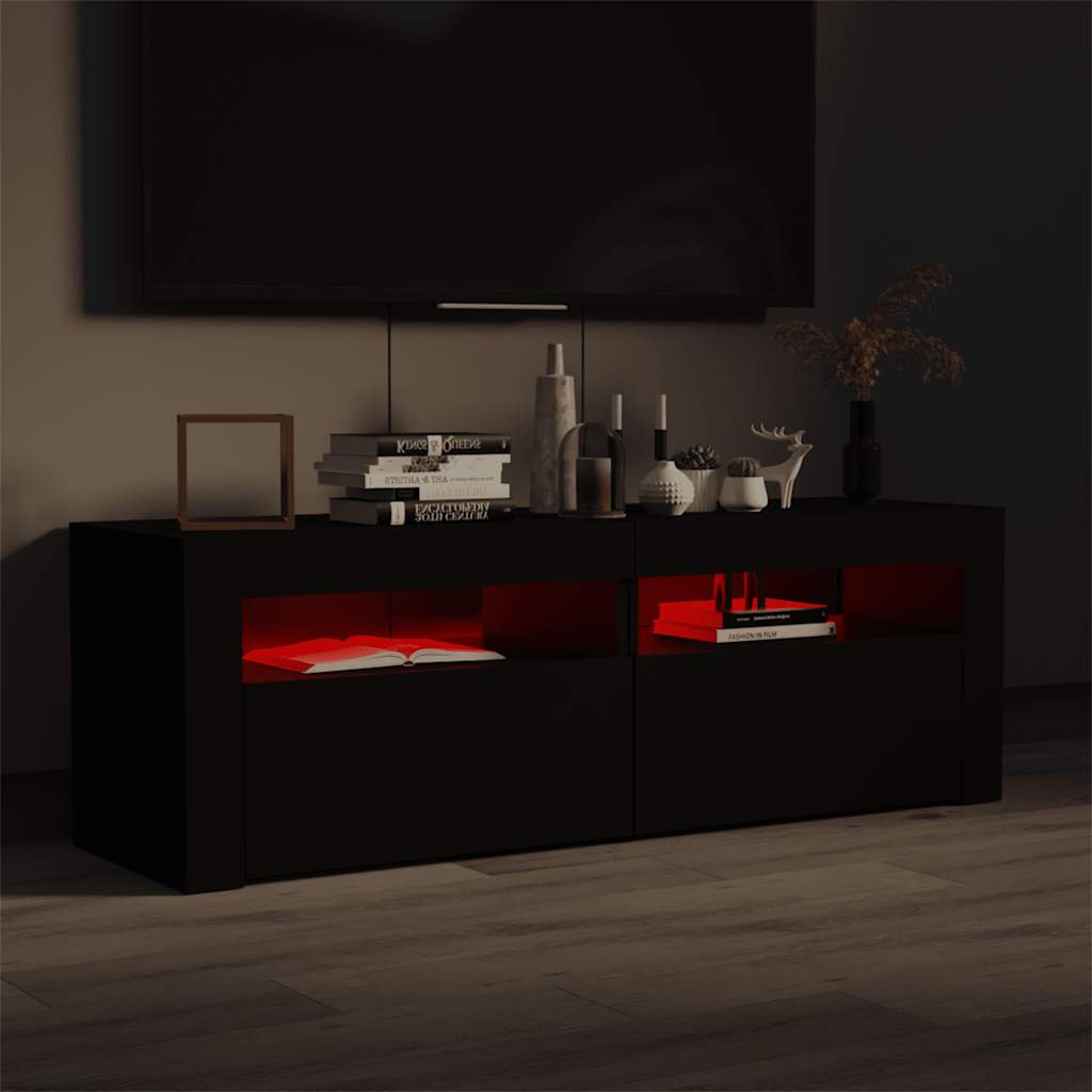 Meuble TV vidaXL avec lumières LED noir 120x35x40 cm