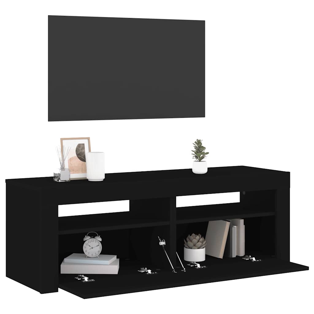 Meuble TV vidaXL avec lumières LED noir 120x35x40 cm