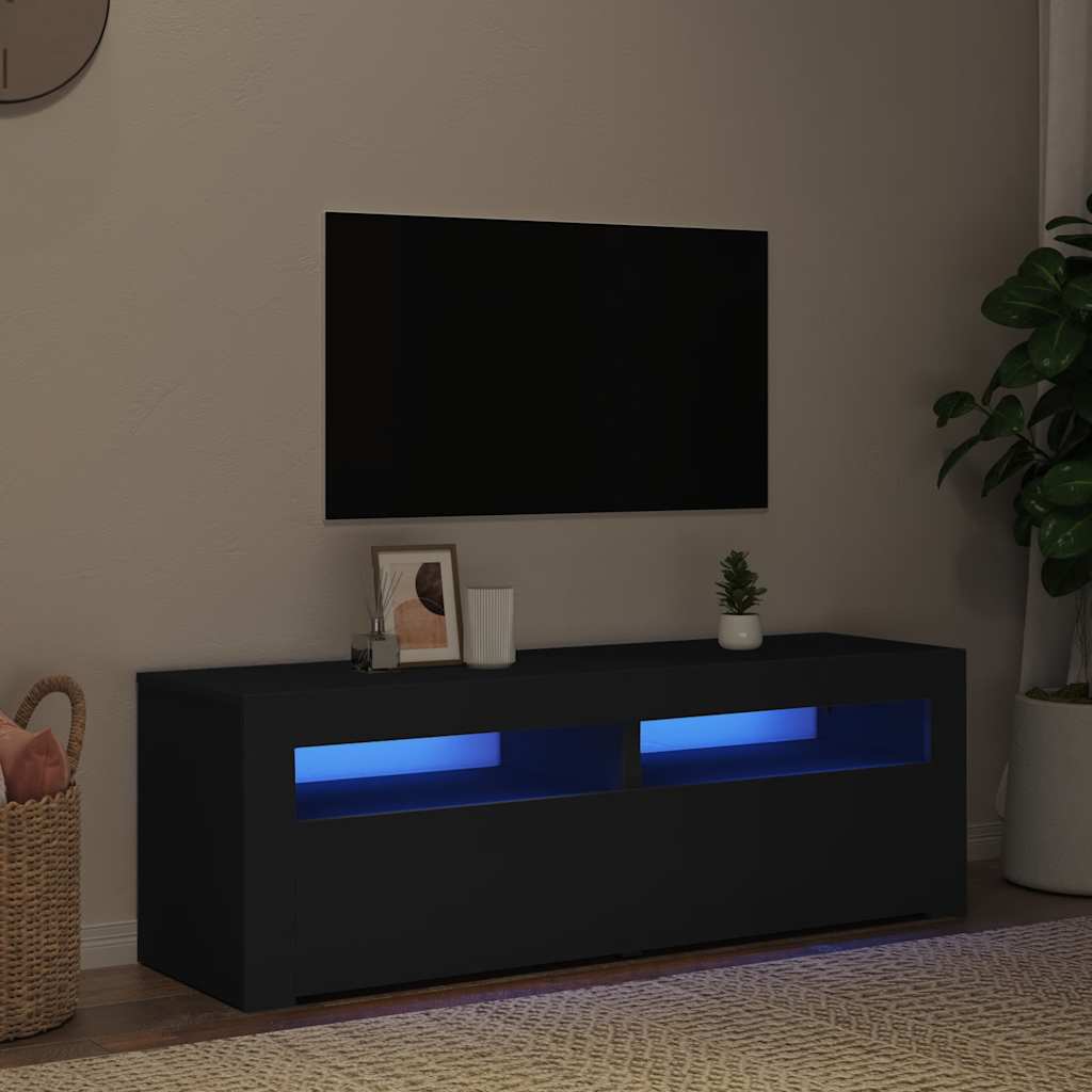 Meuble TV vidaXL avec lumières LED noir 120x35x40 cm