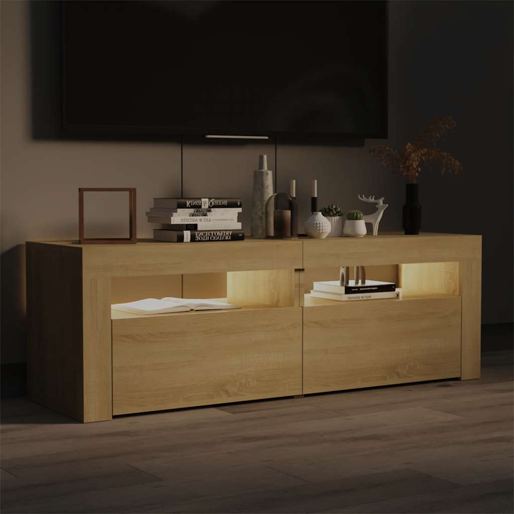 vidaXL TV-Schrank mit LED-Leuchten Sonoma-Eiche 120x35x40 cm