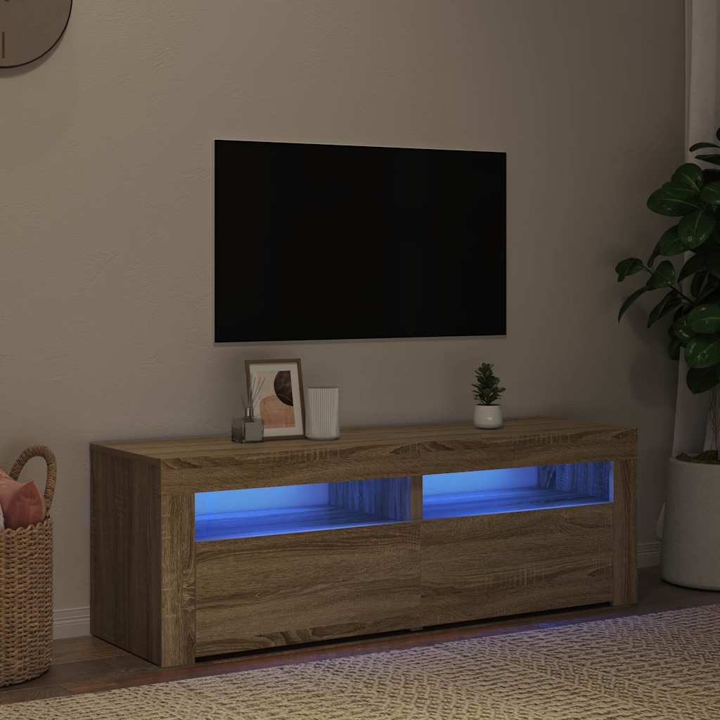 vidaXL TV-Schrank mit LED-Leuchten Sonoma-Eiche 120x35x40 cm