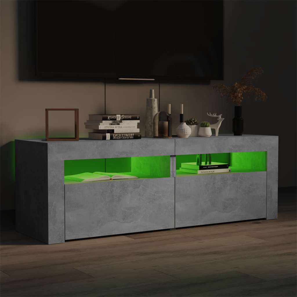 Meuble TV vidaXL avec éclairage LED Gris béton 120x35x40 cm