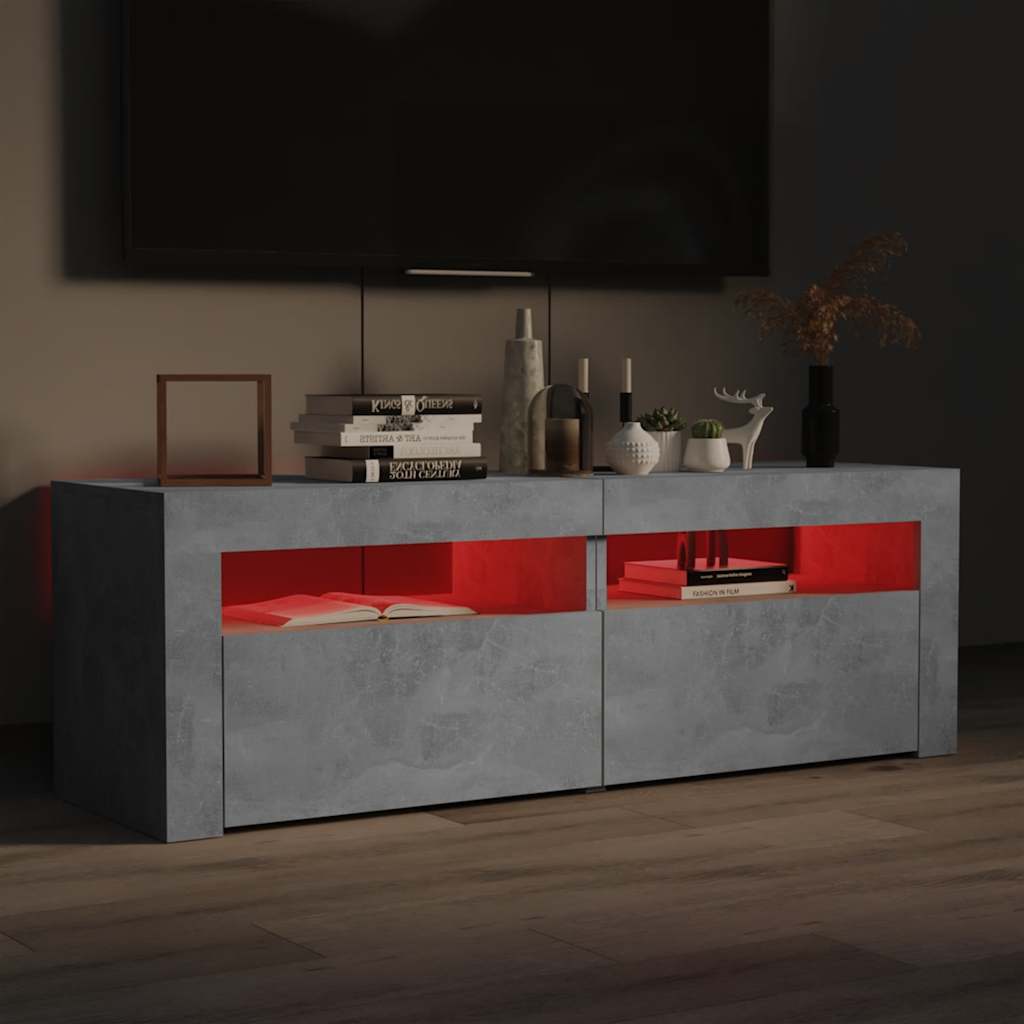 Meuble TV vidaXL avec éclairage LED Gris béton 120x35x40 cm