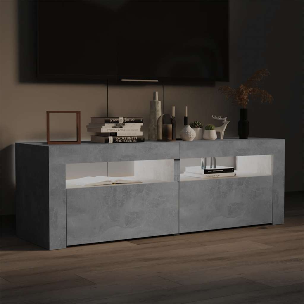 Meuble TV vidaXL avec éclairage LED Gris béton 120x35x40 cm