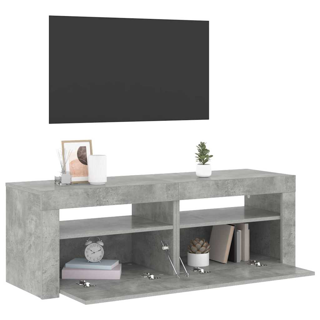 Meuble TV vidaXL avec éclairage LED Gris béton 120x35x40 cm
