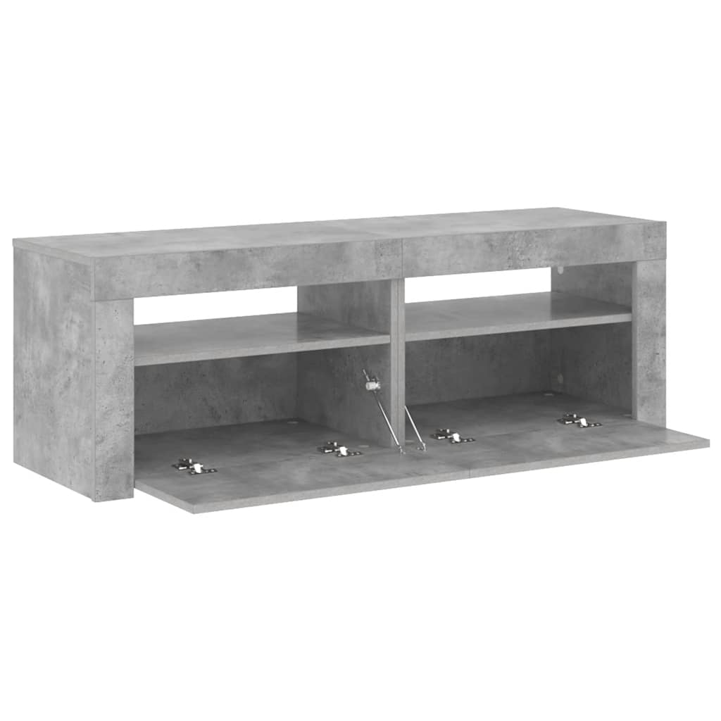 Meuble TV vidaXL avec éclairage LED Gris béton 120x35x40 cm