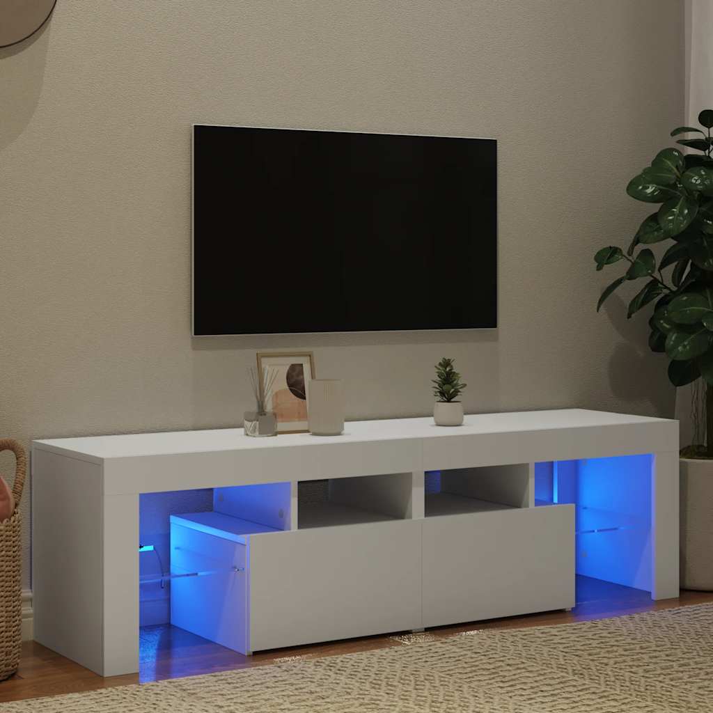 Meuble TV vidaXL avec éclairage LED Blanc 140x36,5x40 cm
