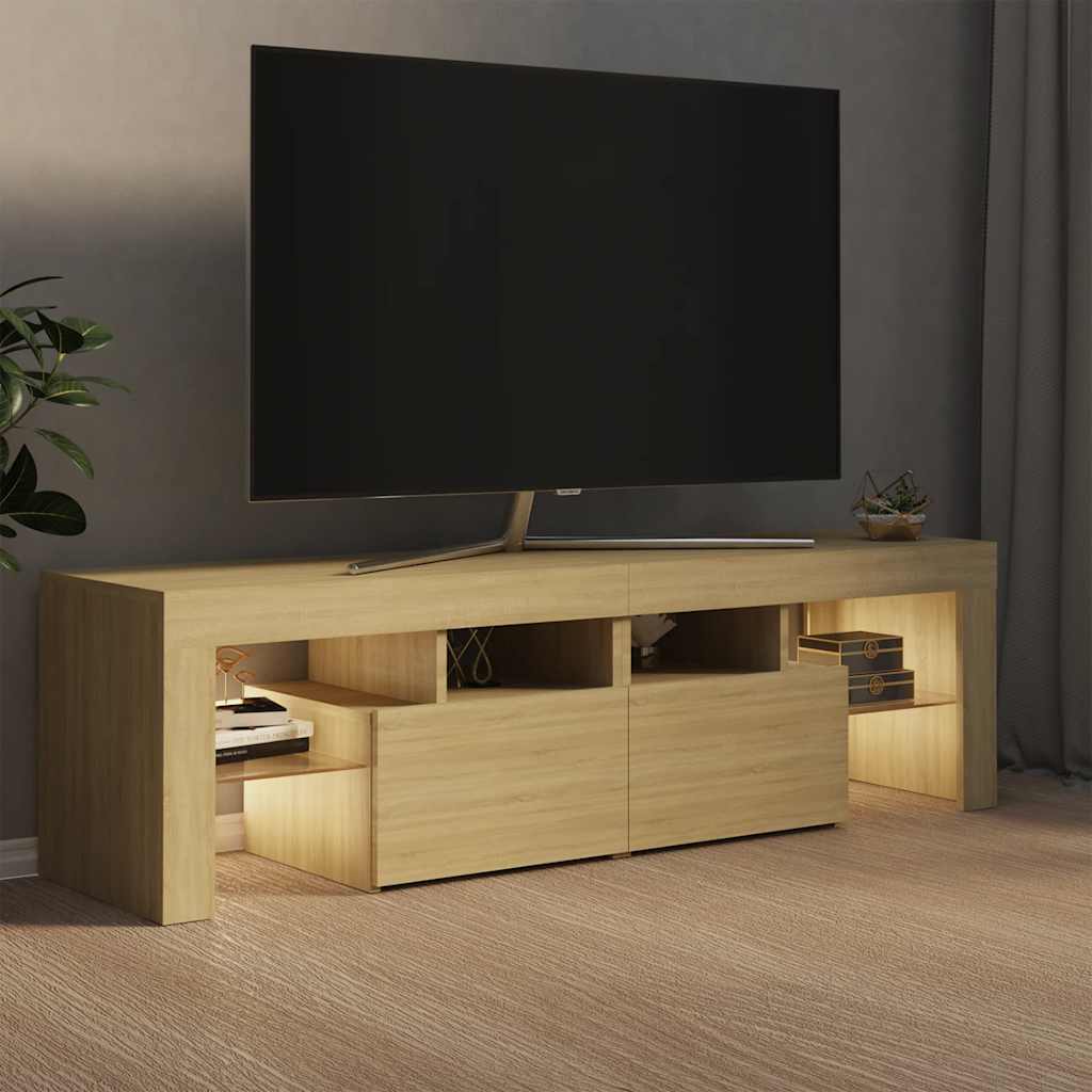 Meuble TV vidaXL avec éclairage LED chêne Sonoma 140x36,5x40 cm