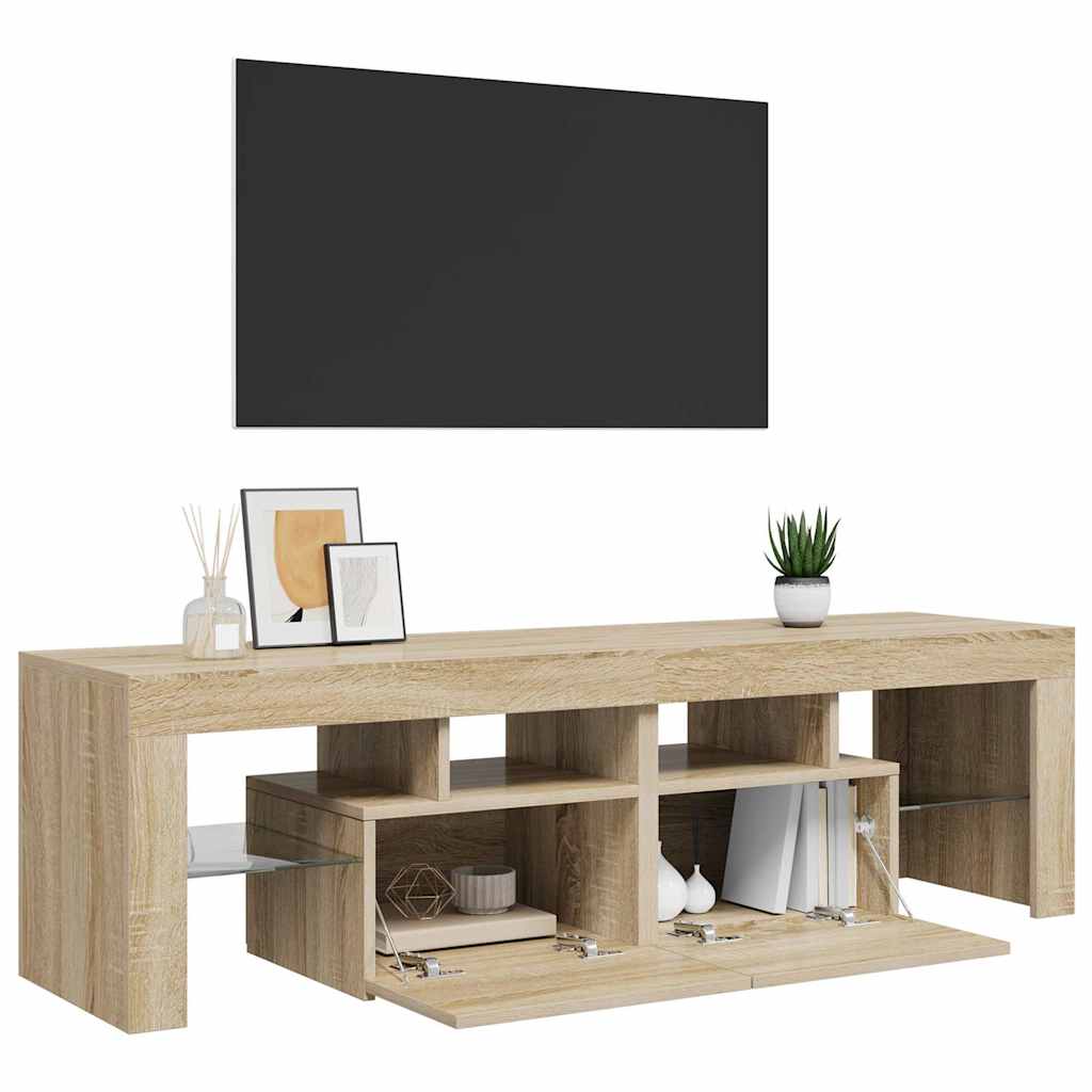 Meuble TV vidaXL avec éclairage LED chêne Sonoma 140x36,5x40 cm