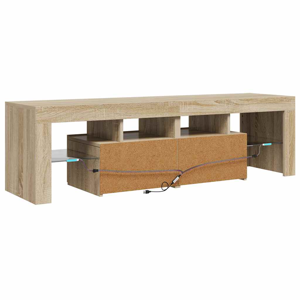 Meuble TV vidaXL avec éclairage LED chêne Sonoma 140x36,5x40 cm