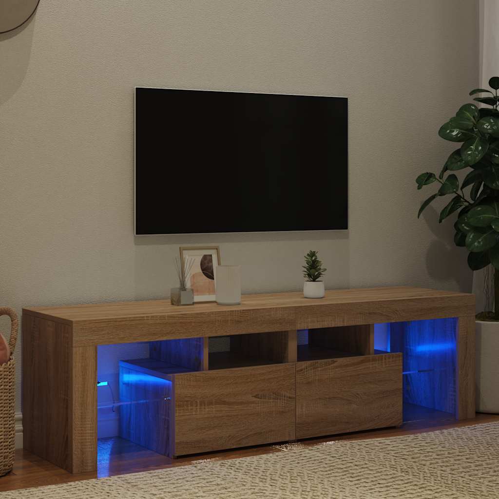 Meuble TV vidaXL avec éclairage LED chêne Sonoma 140x36,5x40 cm