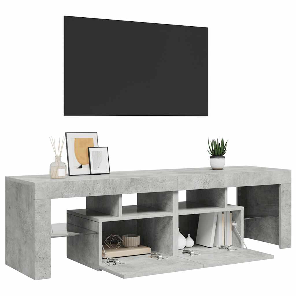 Meuble TV vidaXL avec éclairage LED Gris béton 140x36,5x40 cm