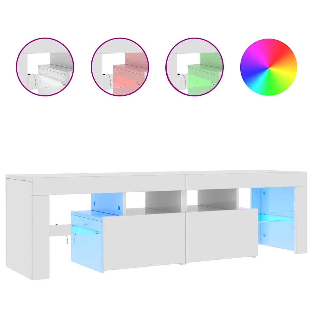 Meuble TV vidaXL avec éclairage LED blanc brillant 140x36,5x40 cm
