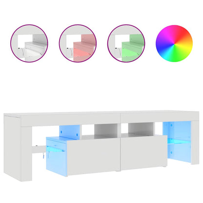 Meuble TV vidaXL avec éclairage LED blanc brillant 140x36,5x40 cm