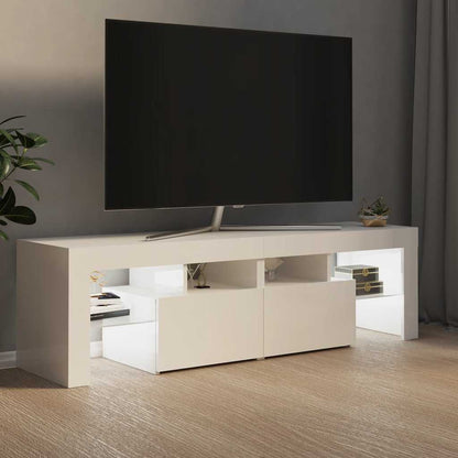 Meuble TV vidaXL avec éclairage LED blanc brillant 140x36,5x40 cm