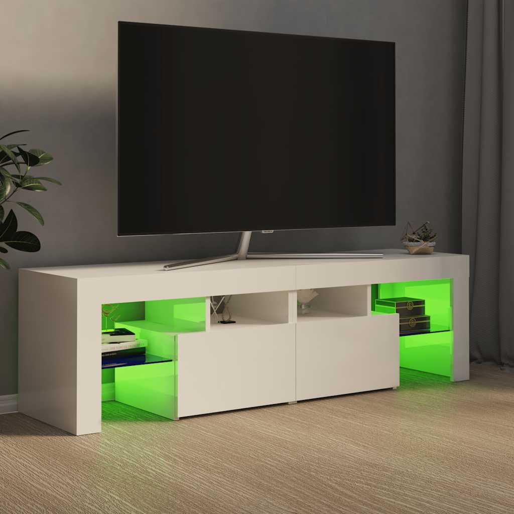 Meuble TV vidaXL avec éclairage LED blanc brillant 140x36,5x40 cm