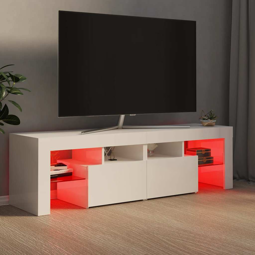 Meuble TV vidaXL avec éclairage LED blanc brillant 140x36,5x40 cm