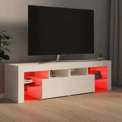 Meuble TV vidaXL avec éclairage LED blanc brillant 140x36,5x40 cm