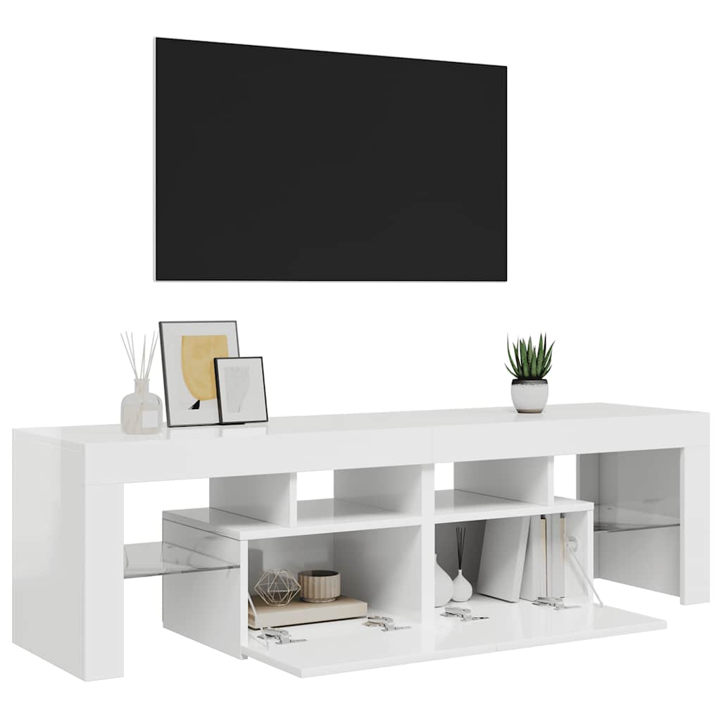 Meuble TV vidaXL avec éclairage LED blanc brillant 140x36,5x40 cm