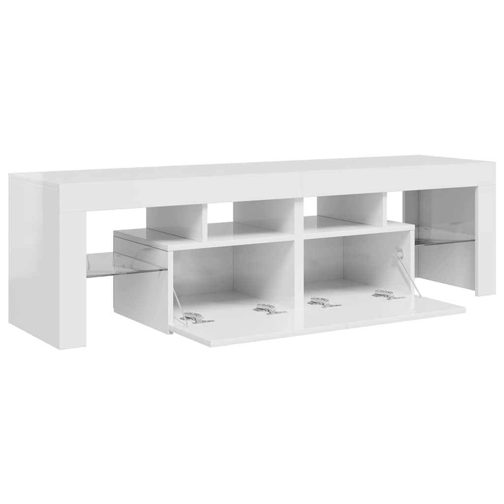 Meuble TV vidaXL avec éclairage LED blanc brillant 140x36,5x40 cm