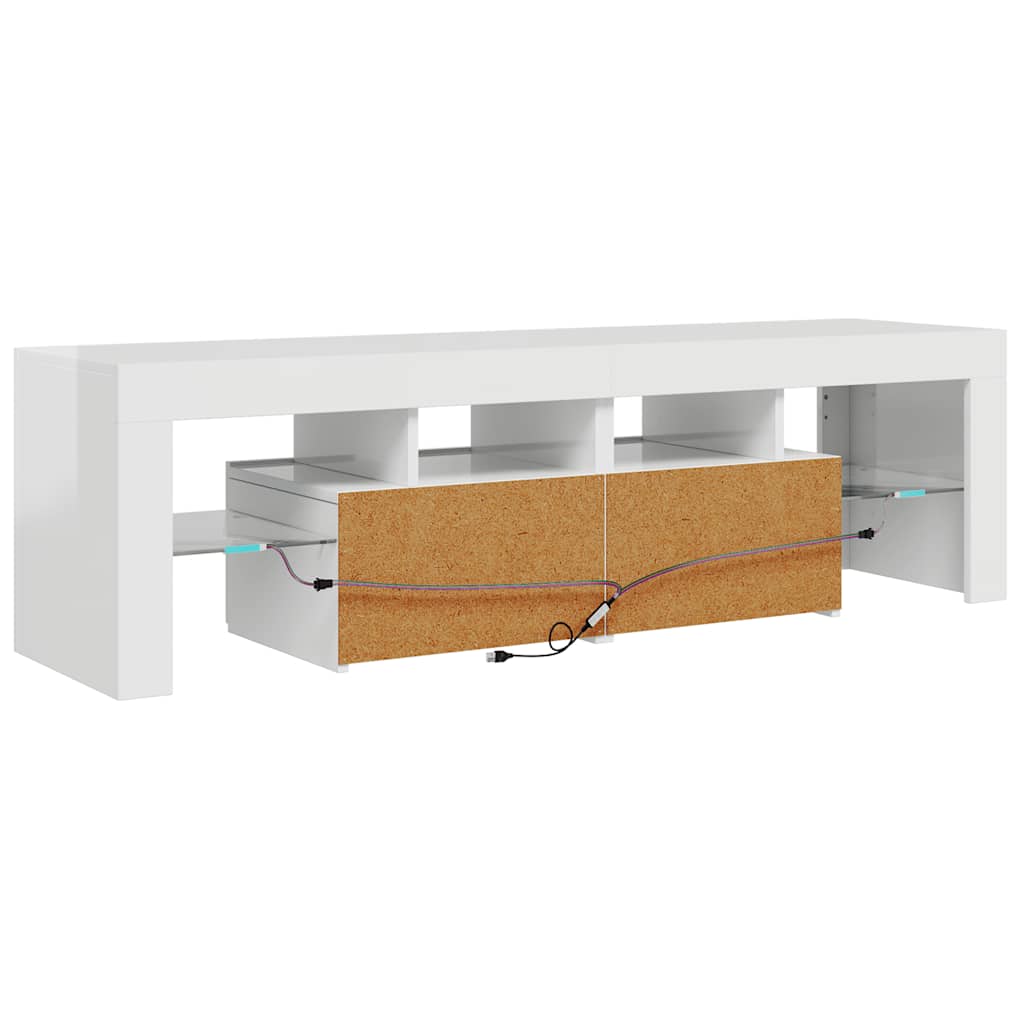 Meuble TV vidaXL avec éclairage LED blanc brillant 140x36,5x40 cm
