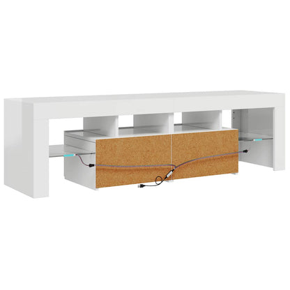 Meuble TV vidaXL avec éclairage LED blanc brillant 140x36,5x40 cm