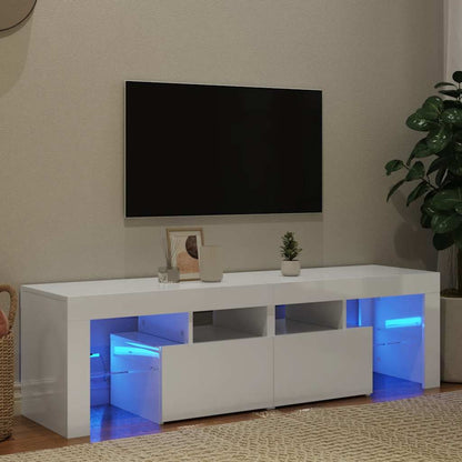 Meuble TV vidaXL avec éclairage LED blanc brillant 140x36,5x40 cm