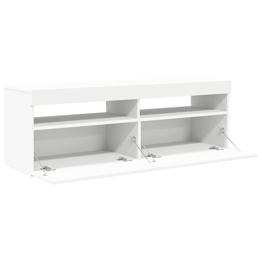 vidaXL TV-Schrank mit LED-Leuchten Weiß 120x35x40 cm