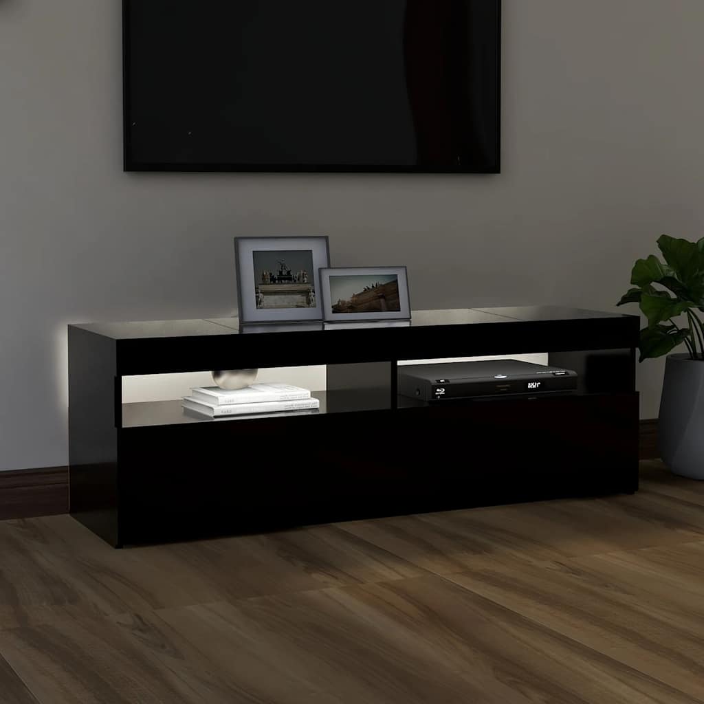 Meuble TV vidaXL avec lumières LED noir 120x35x40 cm
