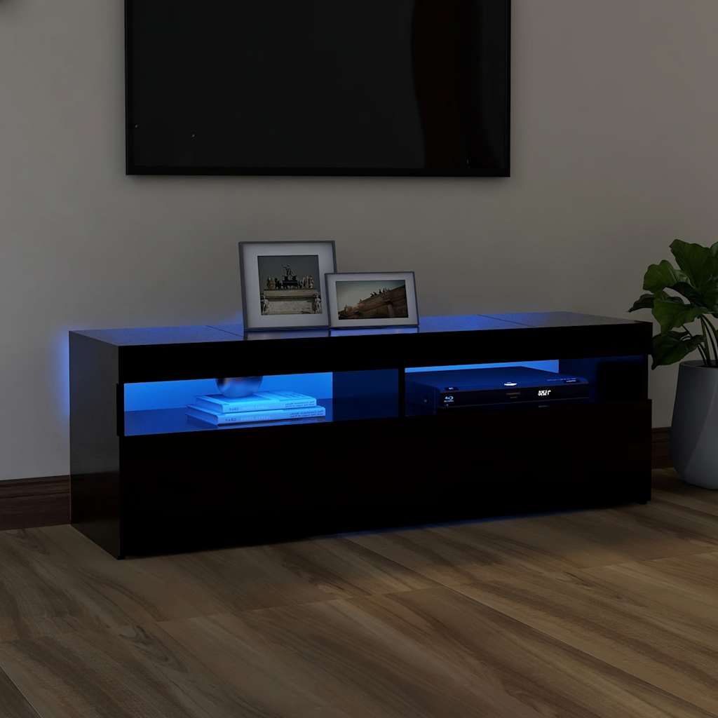Meuble TV vidaXL avec lumières LED noir 120x35x40 cm
