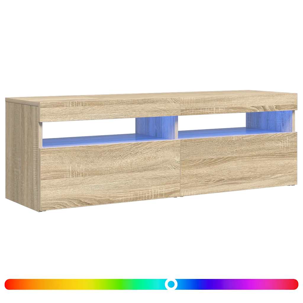 vidaXL Meuble TV avec lumières LED chêne Sonoma 120x35x40 cm