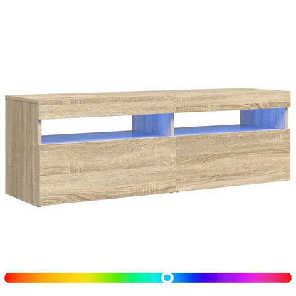 vidaXL Meuble TV avec lumières LED chêne Sonoma 120x35x40 cm