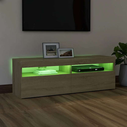 vidaXL Meuble TV avec lumières LED chêne Sonoma 120x35x40 cm