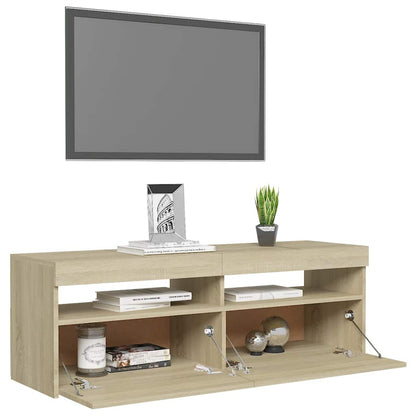 vidaXL Meuble TV avec lumières LED chêne Sonoma 120x35x40 cm