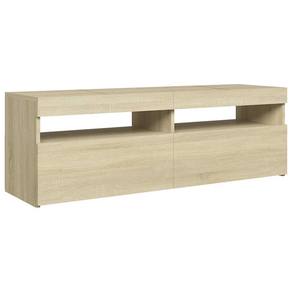 vidaXL Meuble TV avec lumières LED chêne Sonoma 120x35x40 cm